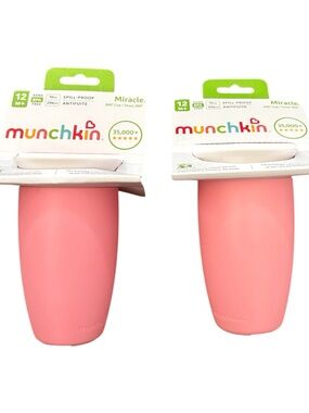 Munchkin Soft-Touch Spill-Proof Training - 2 Cup - Coral Pink - 12 months +